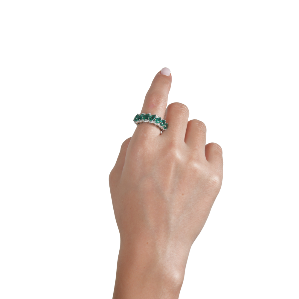 Churumbela diseño gota con esmeralda y diamantes