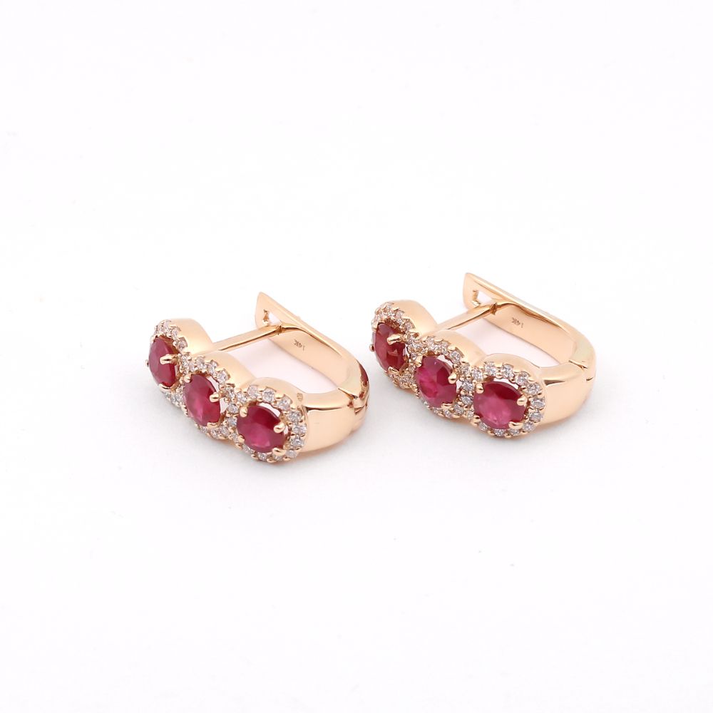 Aretes con rubí y halo diamantes