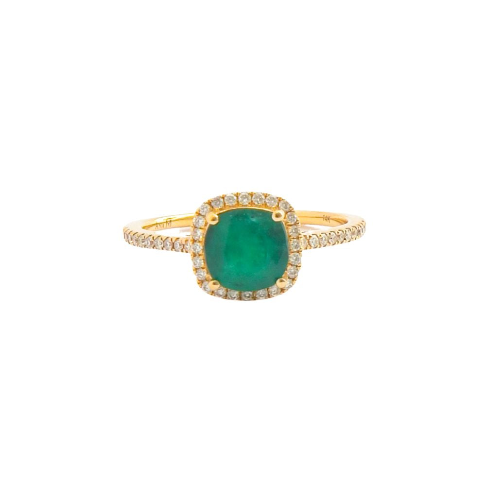 Anillo con esmeralda y diamantes laterales