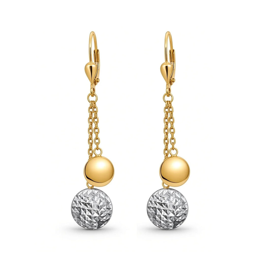 Aretes largos con circulo pulido y diamantado