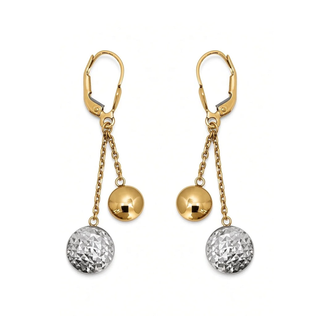 Aretes largos con circulo pulido y diamantado