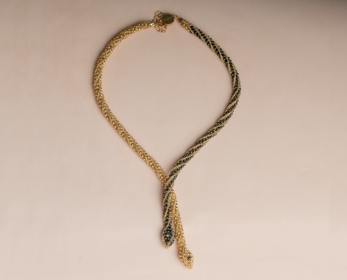 gargantilla  diseño serpiente oro amarillo 14K, Joyería diseño de víbora