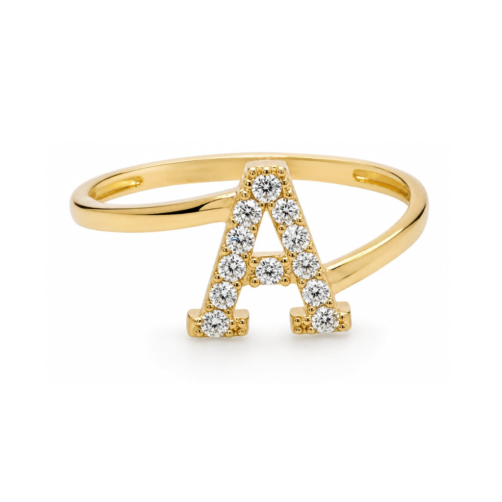 Anillo letra inicial con circonia