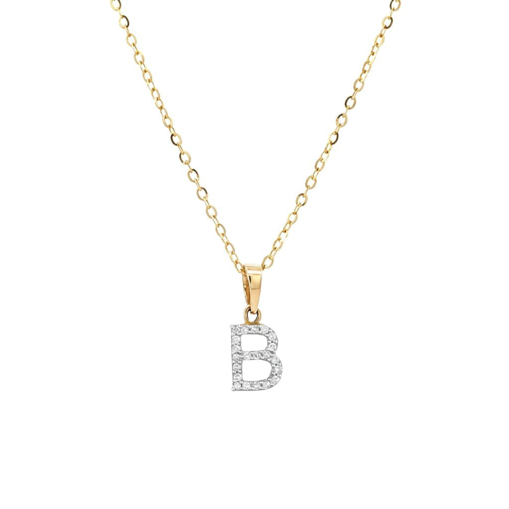 Cadena con dije de letra inicial con diamantes