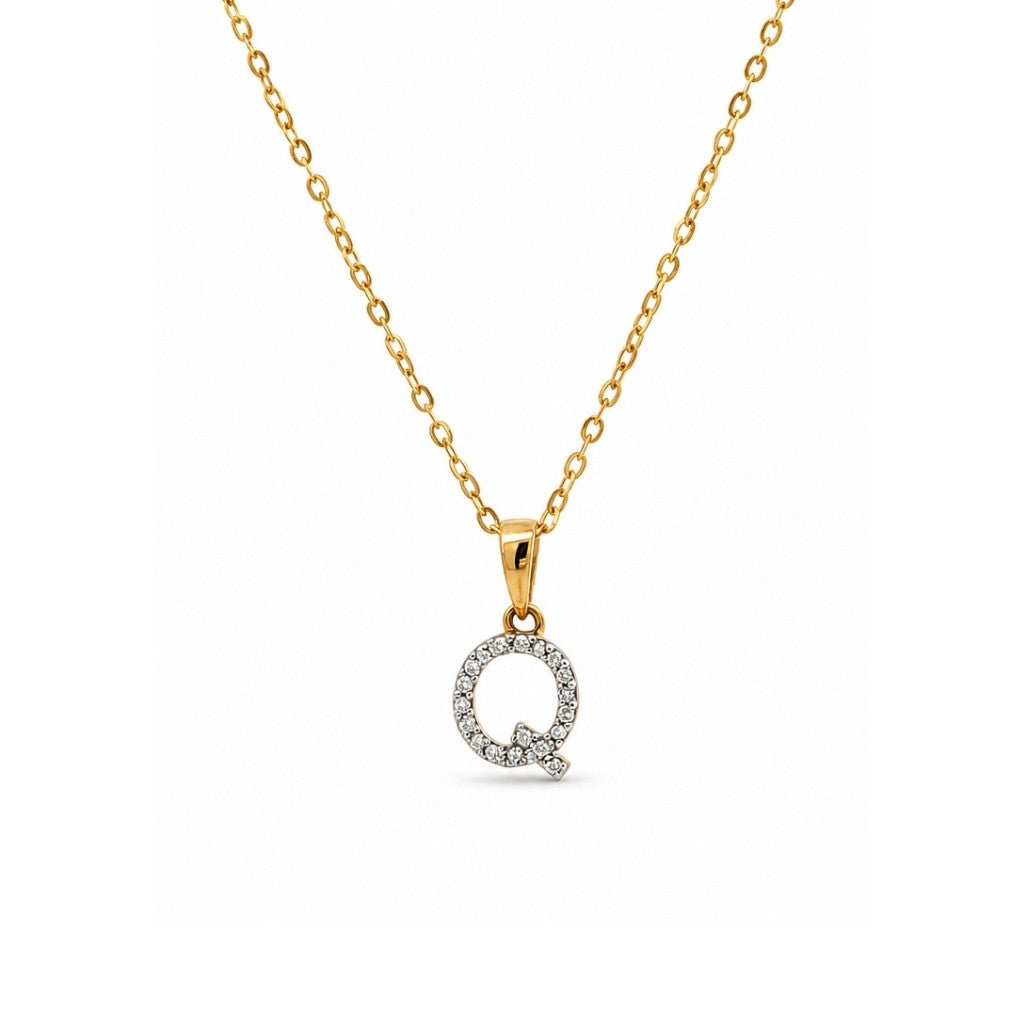 Cadena con dije de letra inicial con diamantes
