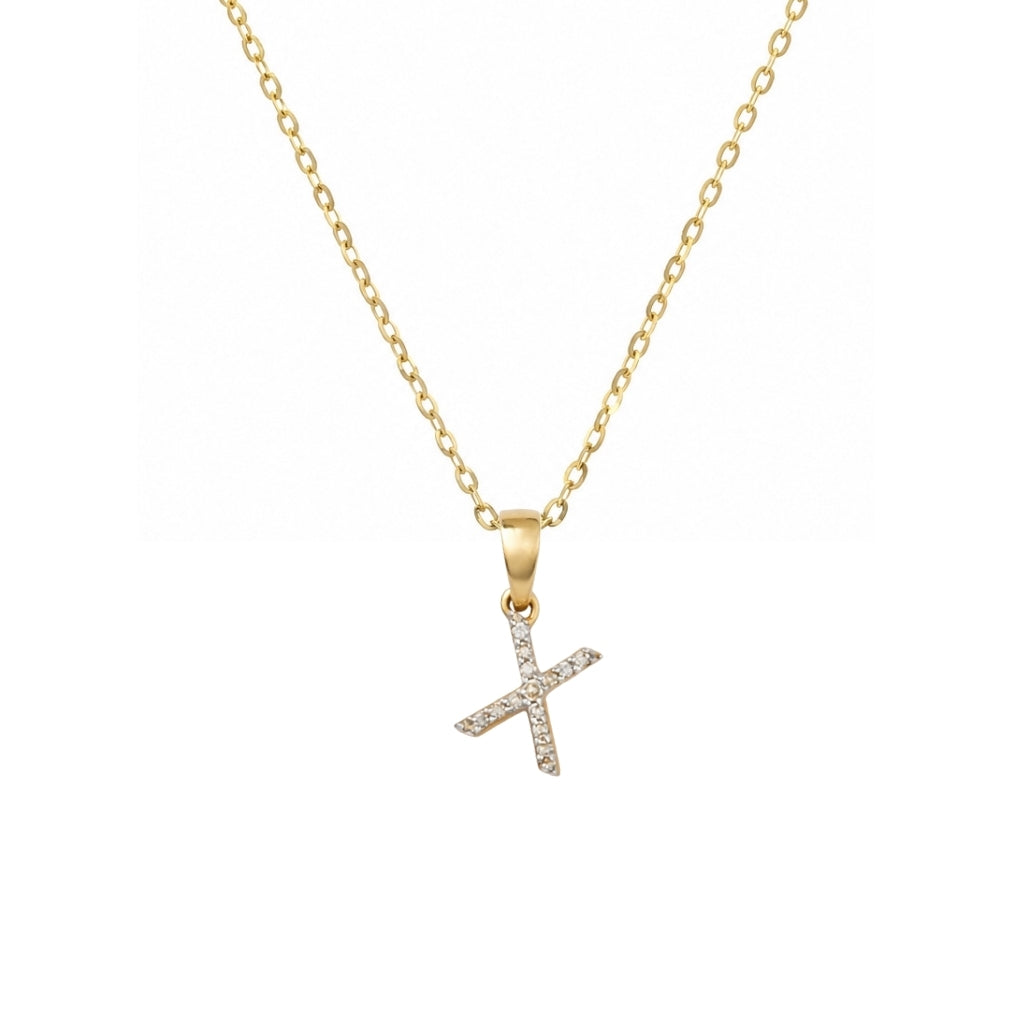 Cadena con dije de letra inicial con diamantes