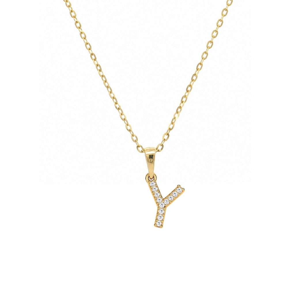 Cadena con dije de letra inicial con diamantes