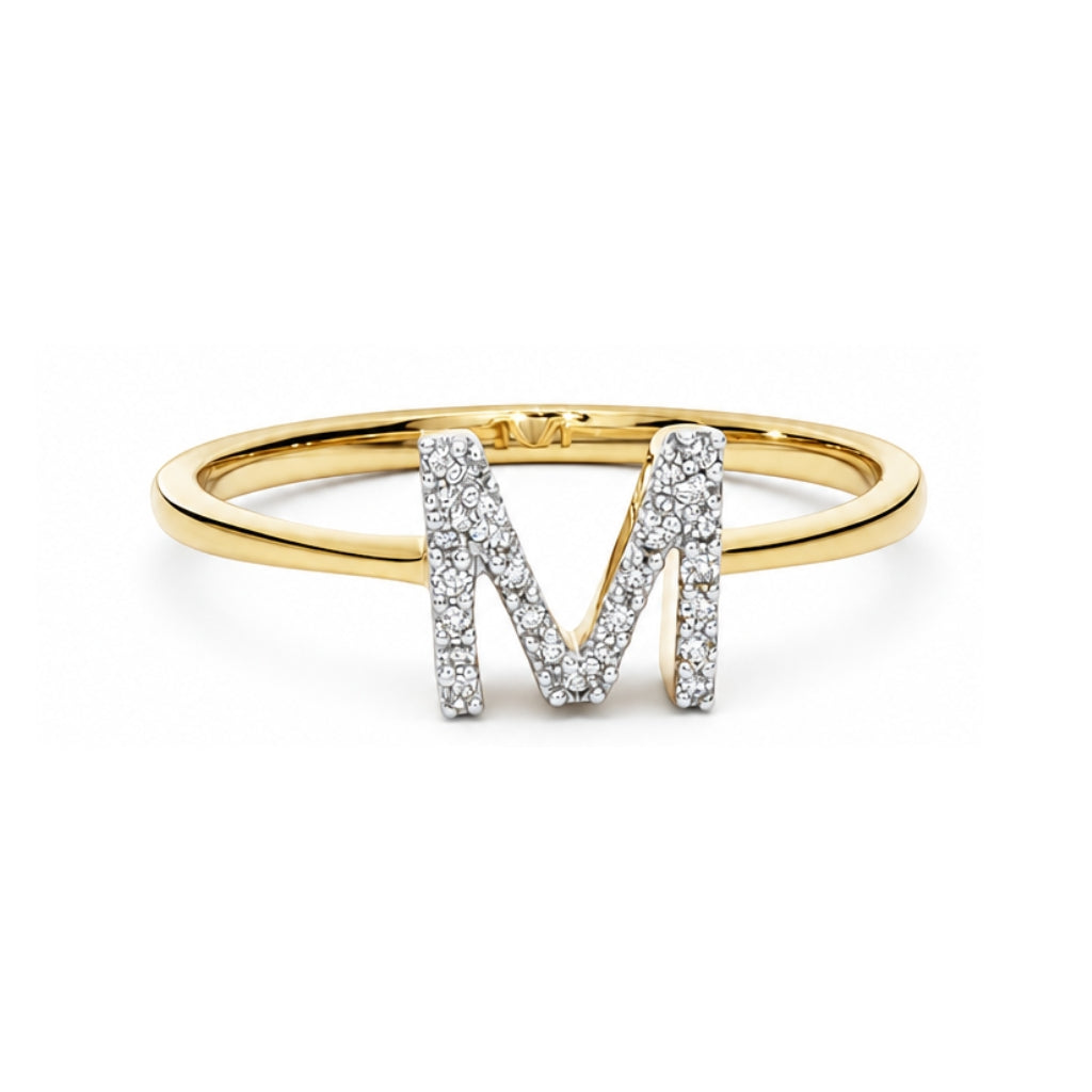 Anillo letra inicial con diamante