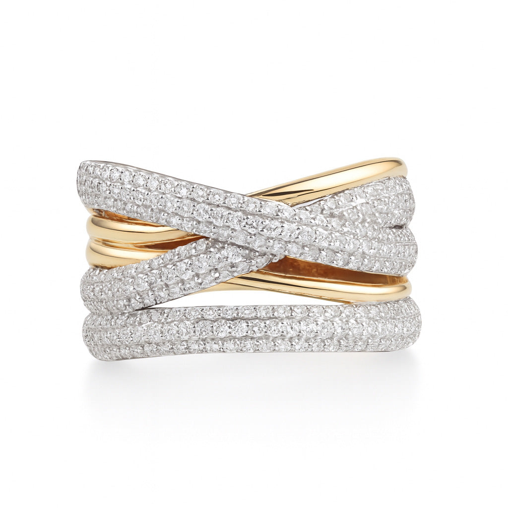Anillo diseño entrelazado con diamantes