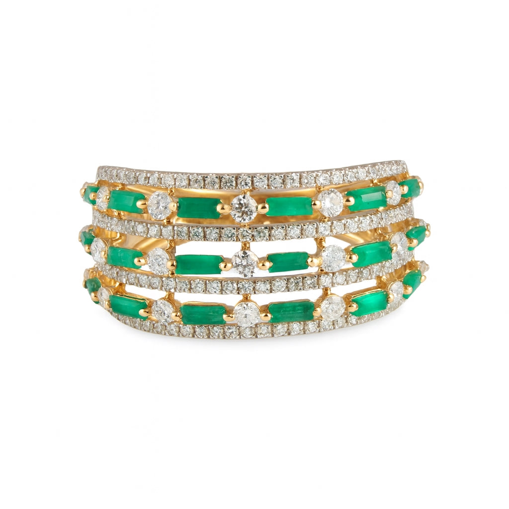 Anillo con esmeraldas y diamantes