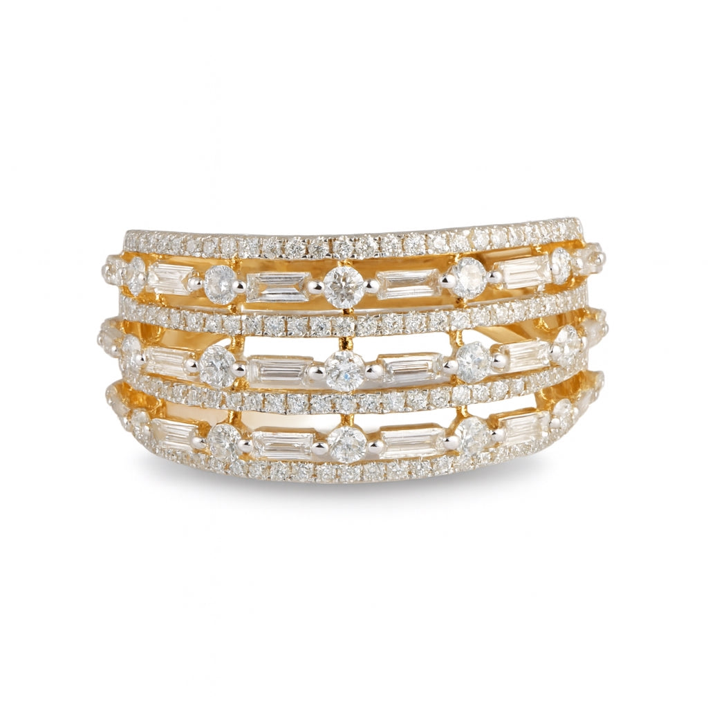 Anillo multibanda de diamantes baguette