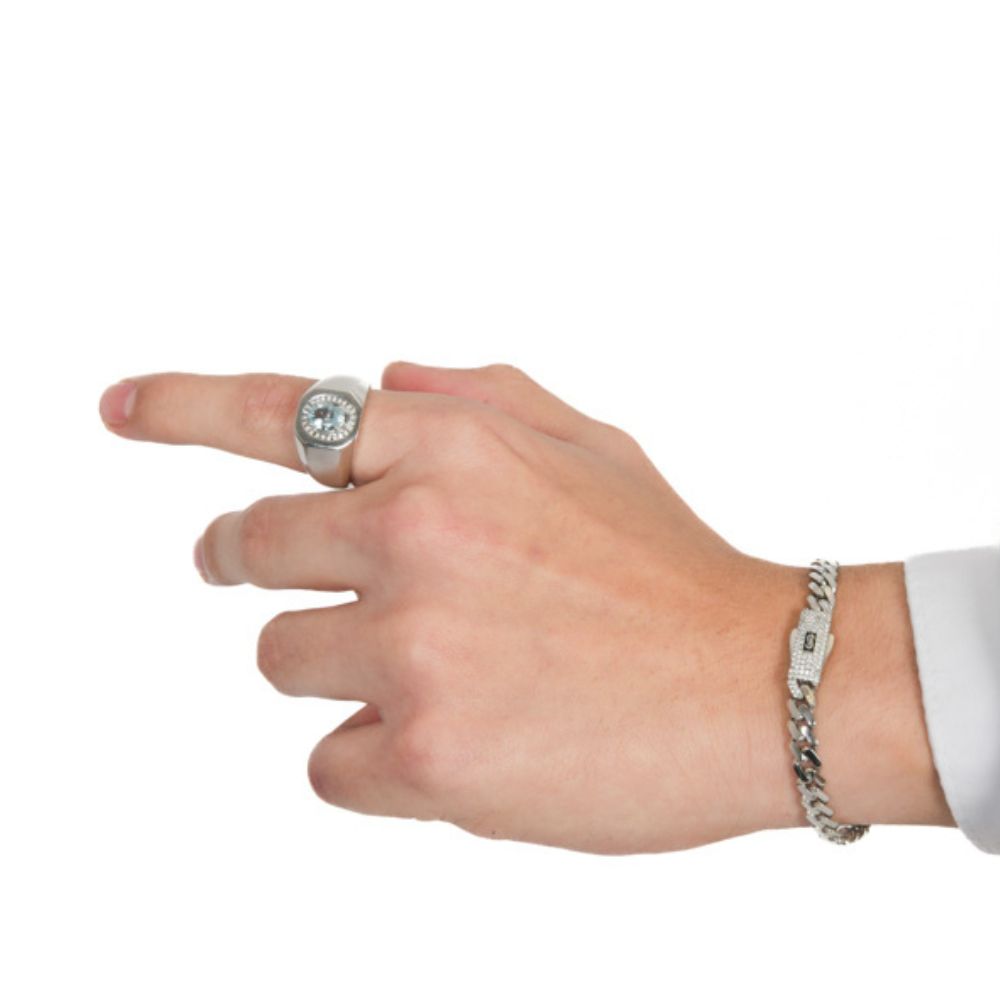 Anillo con aguamarina y diamantes
