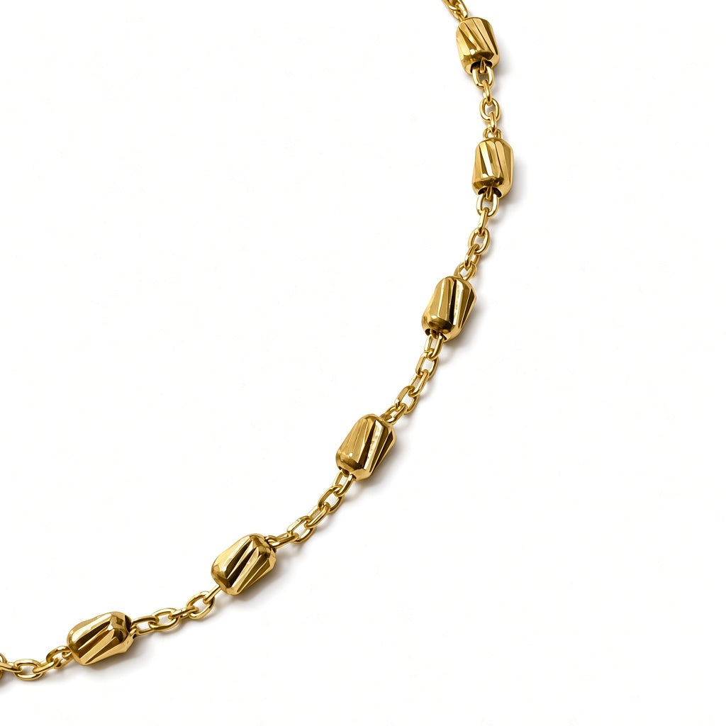 Pulsera oro amarillo 10k con cuentas estilo barril