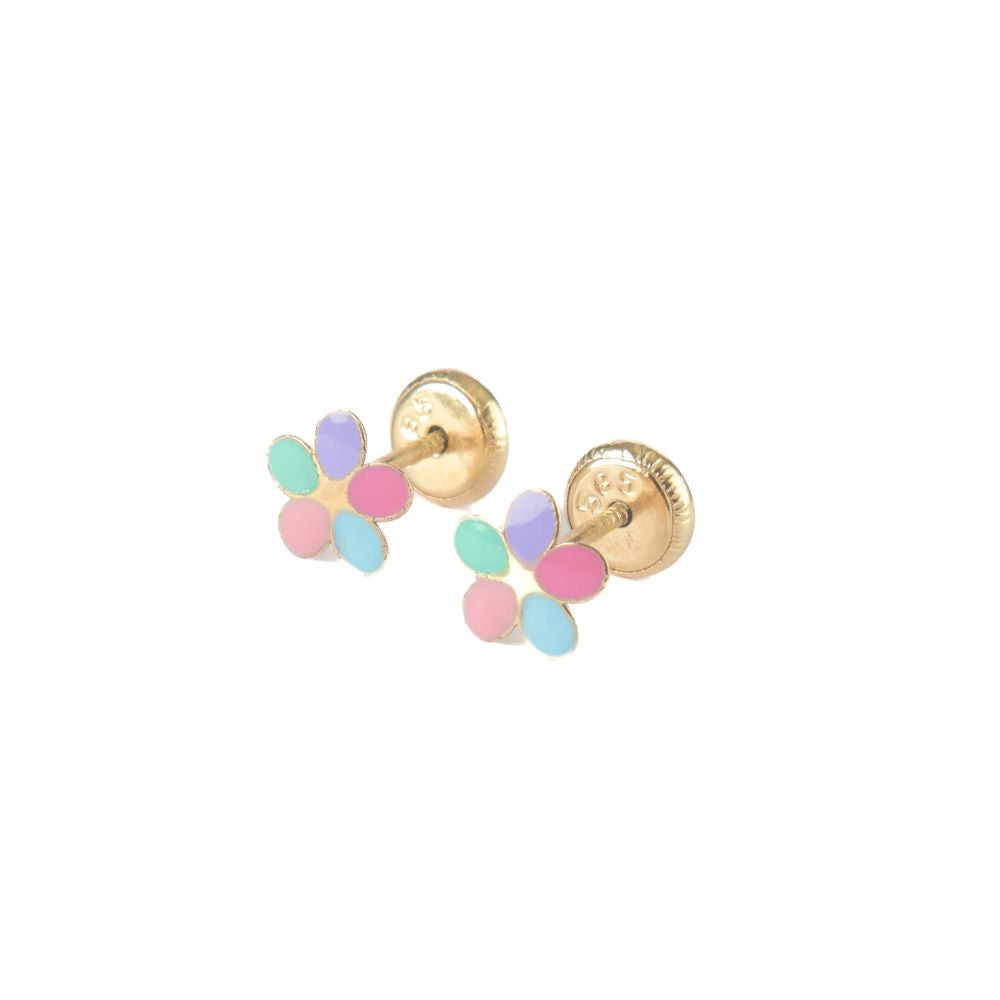 Broqueles con diseño de flor en colores pastel