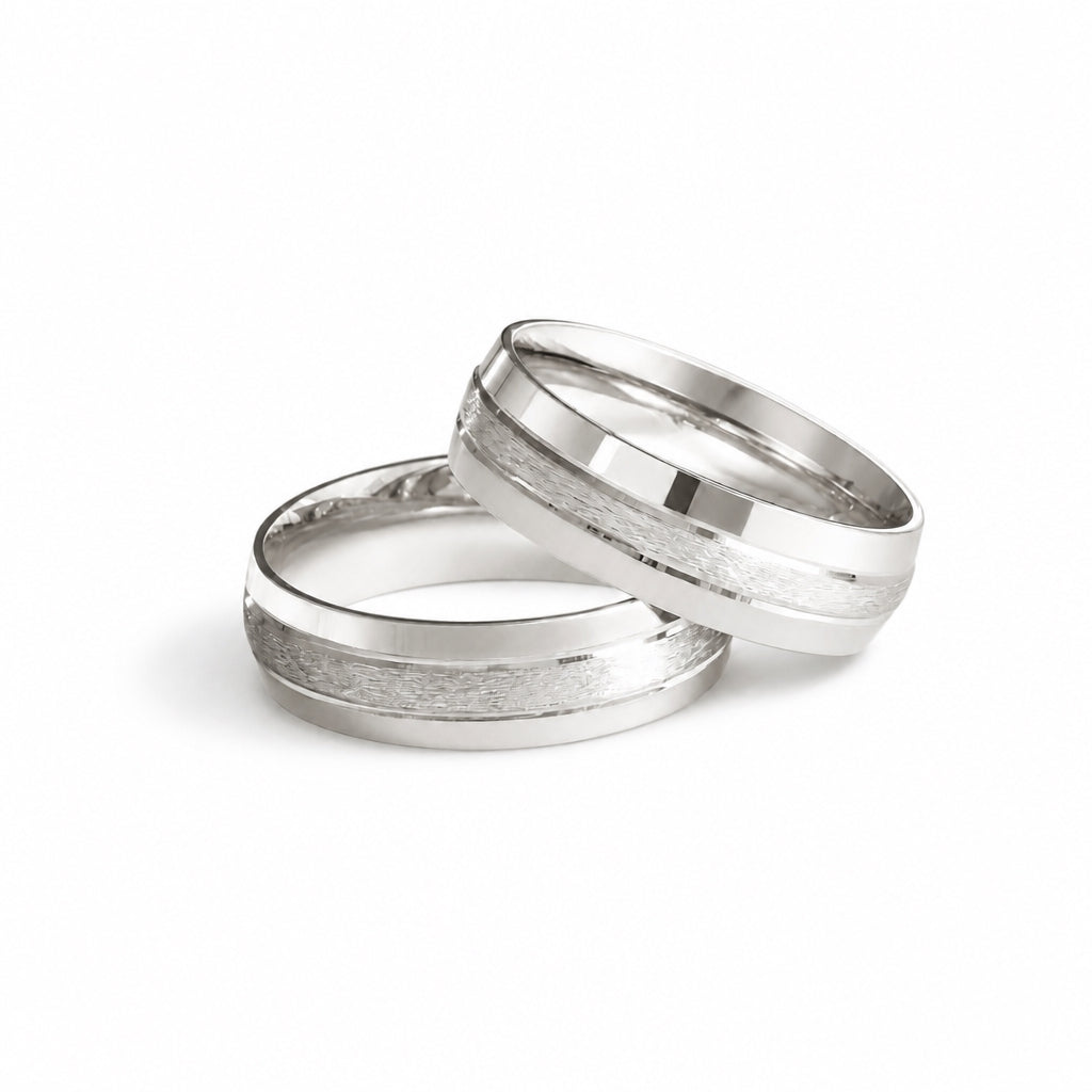 Par de argollas de matrimonio acabado mate al centro 6 mm