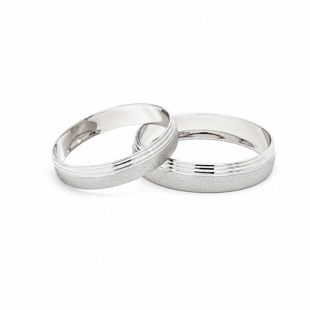 Argolla de matrimonio oro blanco 10k diseño cepillada