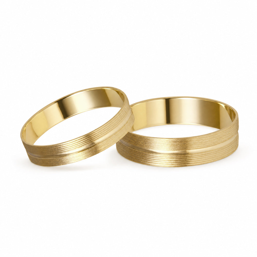 Argolla de matrimonio oro amarillo 10k diseño plana con línea