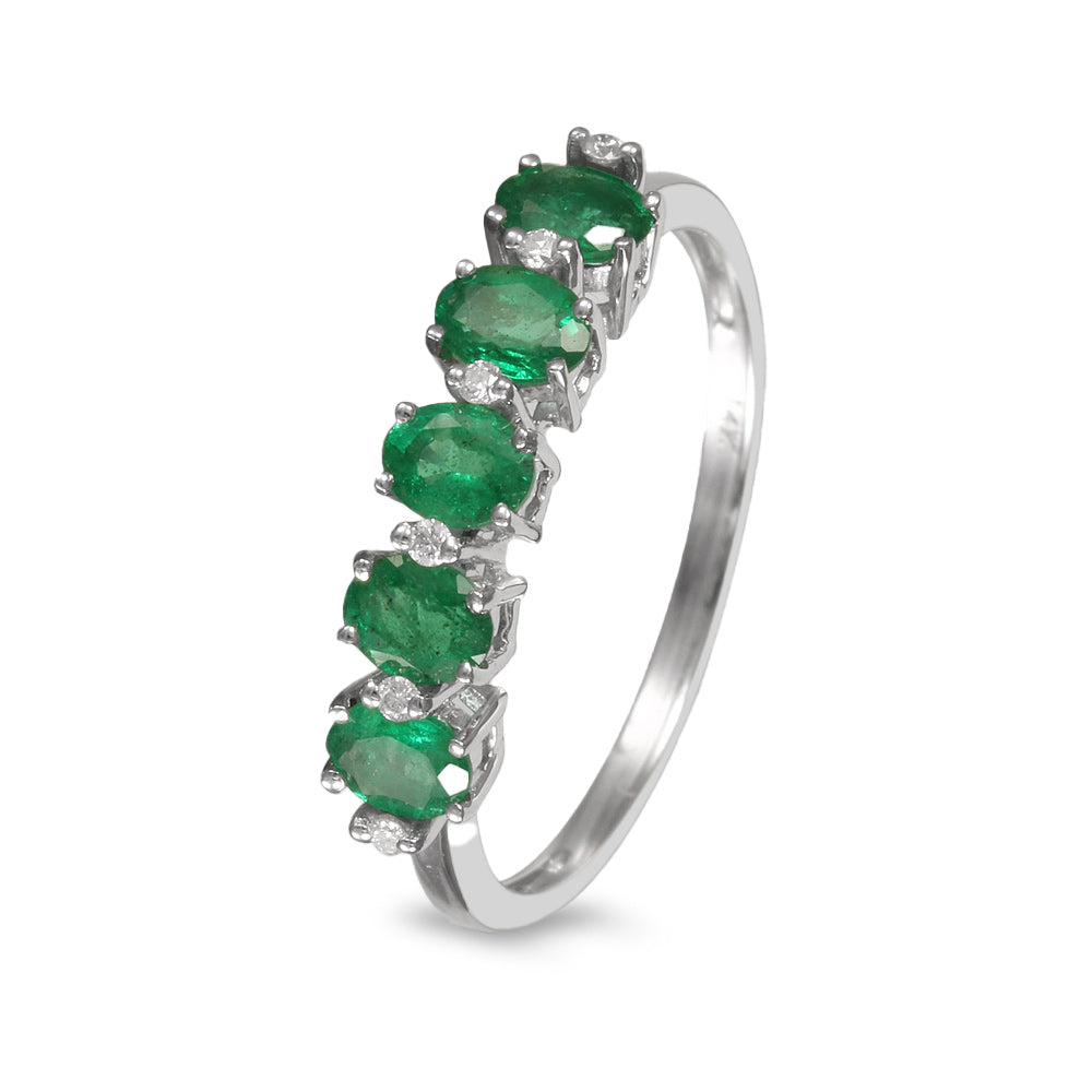 Churumbela con esmeraldas y diamantes alternados