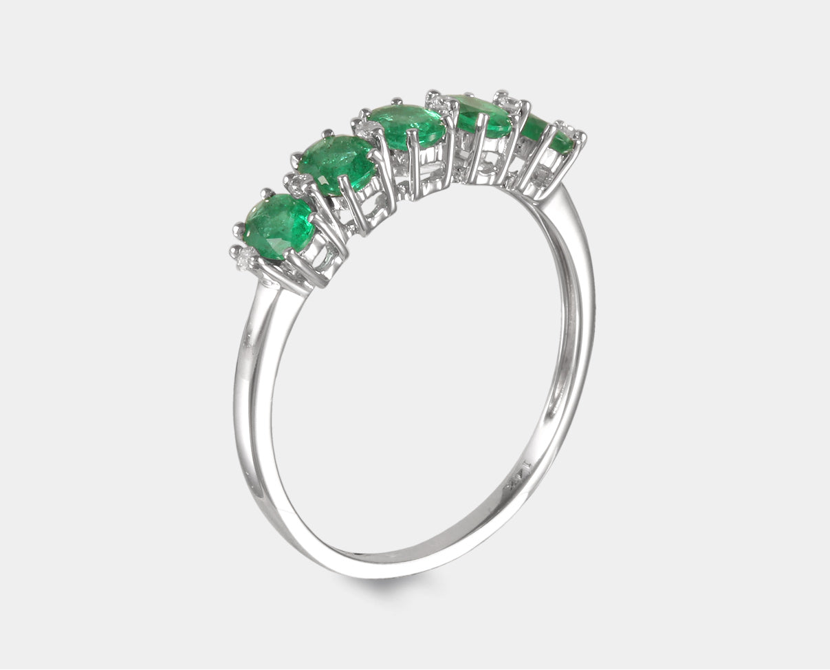 Churumbela con esmeraldas y diamantes alternados