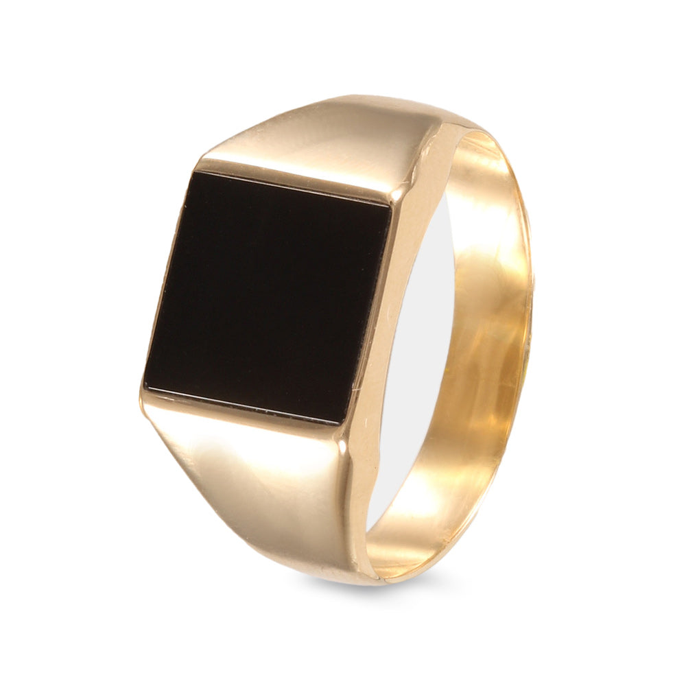 Anillo con diseño cuadrado con cerámica negra