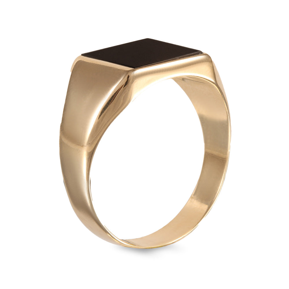 Anillo con diseño cuadrado con cerámica negra