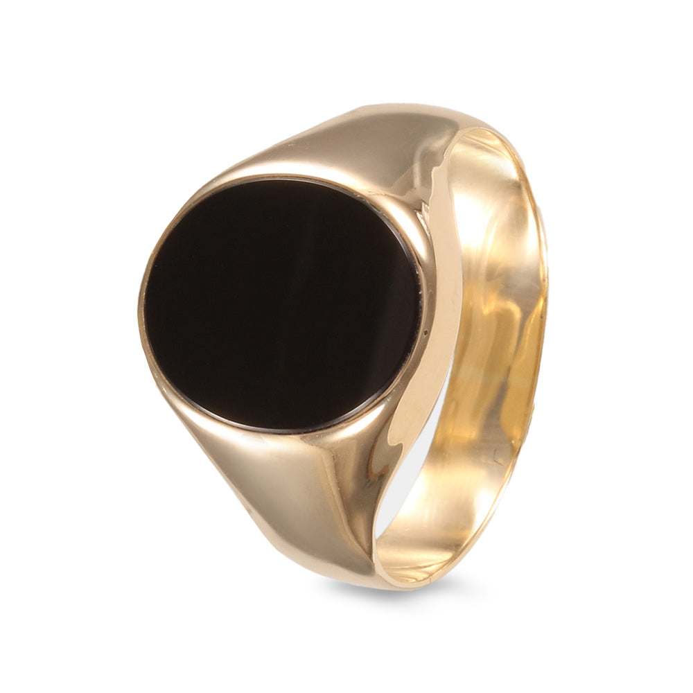 Anillo con diseño oval con cerámica negra