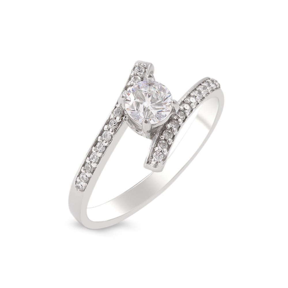 Anillo con zirconia Swarovski estilo con laterales