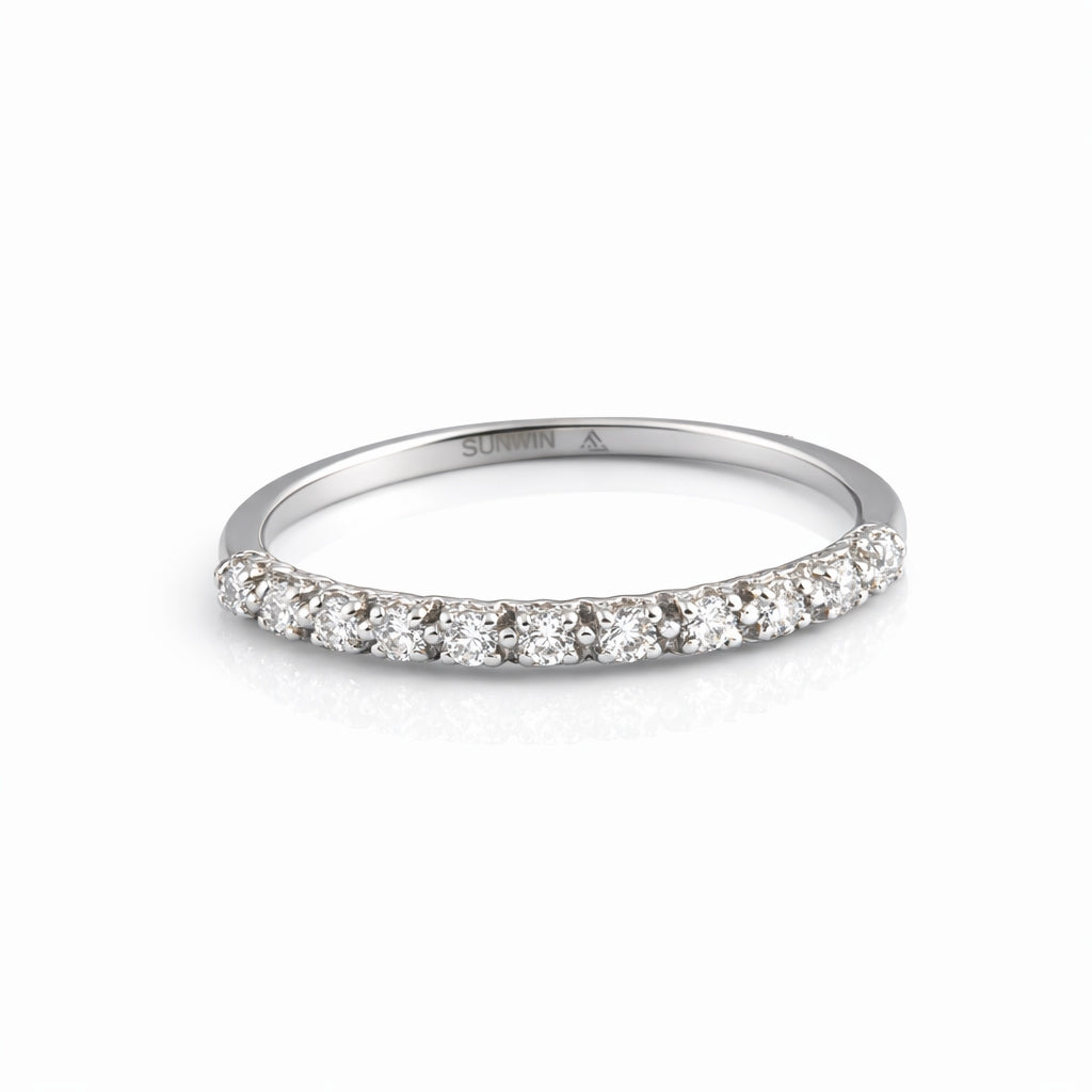 anillo churumbela de oro blanco de 10k con circonia