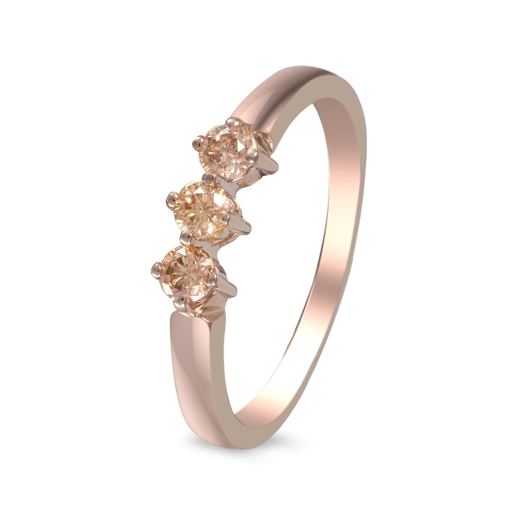 Churumbela diseño con tres gemas con diamante champagne