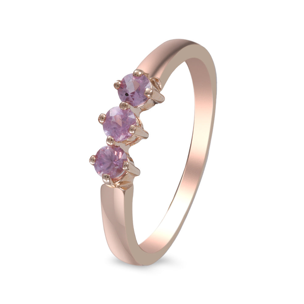 Churumbela diseño con tres gemas con zafiro rosa