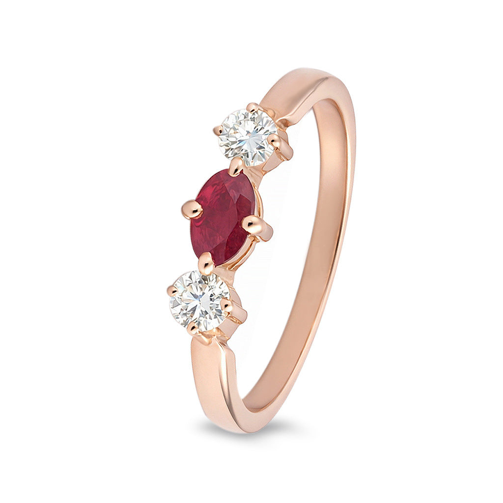 Churumbela trinidad con rubí y diamantes
