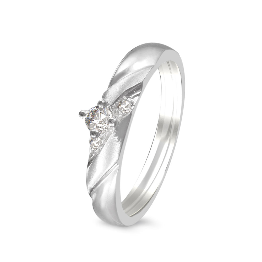 Anillo de compromiso con diamante central 0.11 ct y diamantes laterales