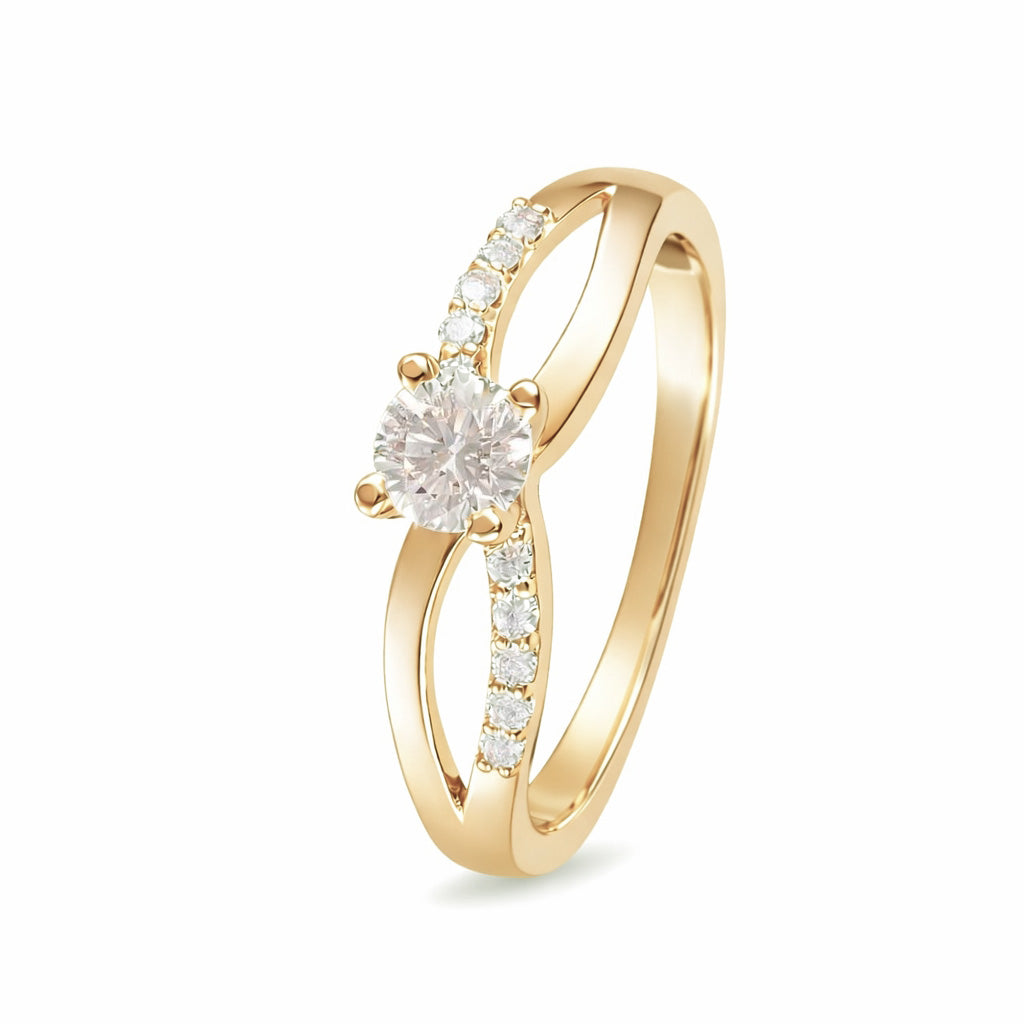 Anillo de compromiso con diamante central lab-grown 0.32 ct y diamantes laterales