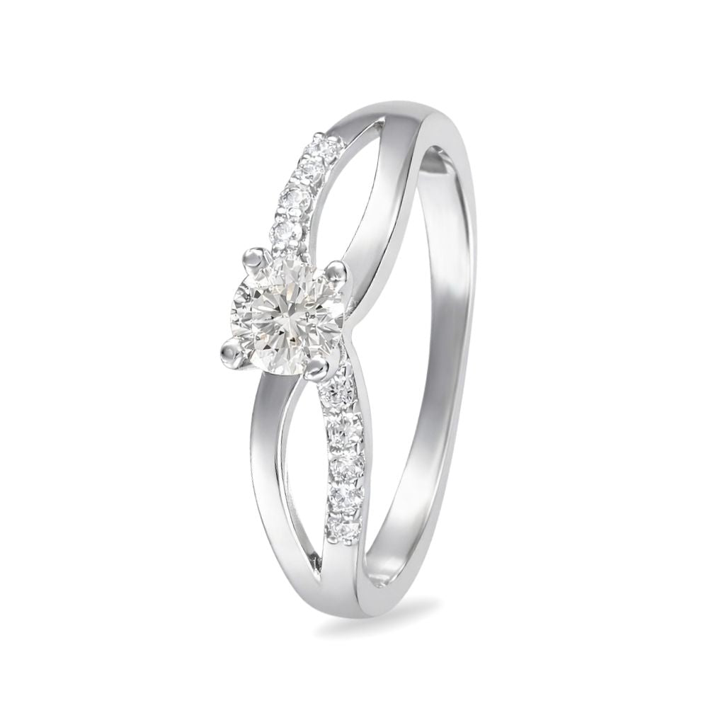 Anillo de compromiso con diamante central lab-grown y diamantes laterales