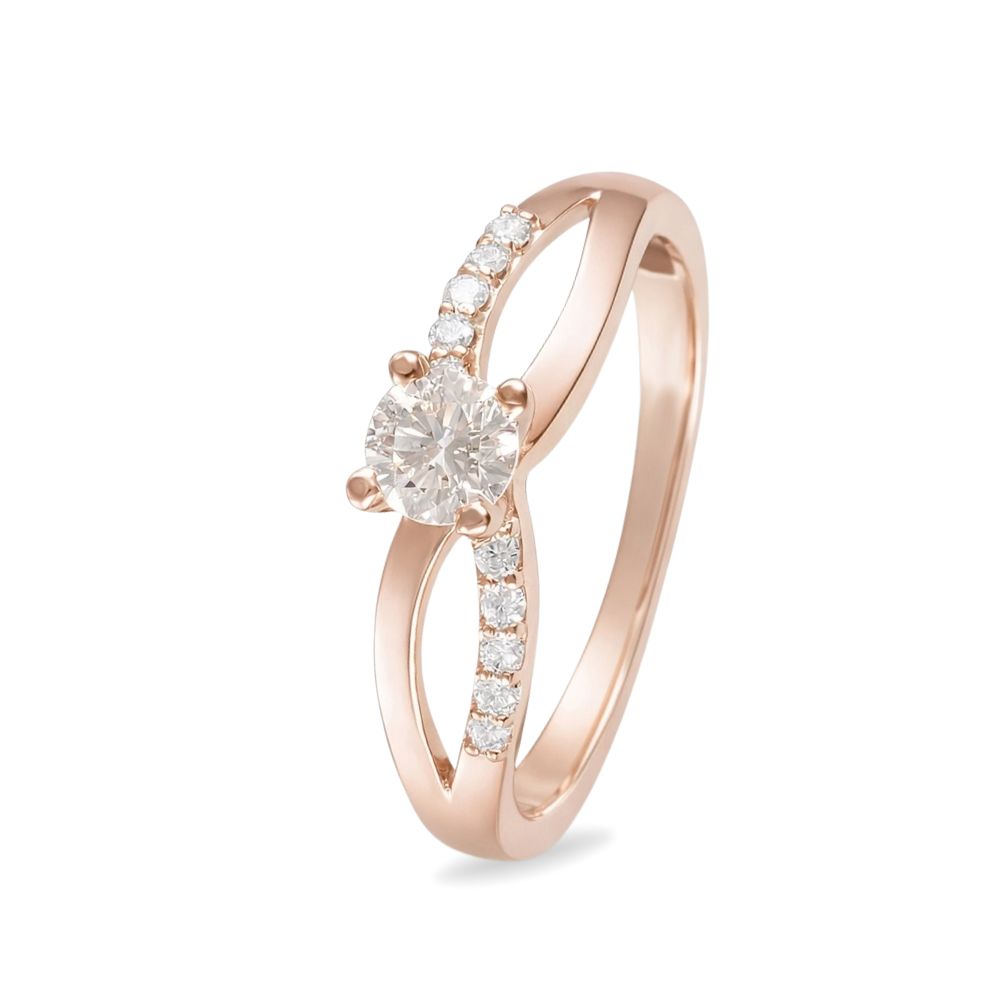 Anillo de compromiso con diamante central lab-grown 0.31 ct y diamantes laterales