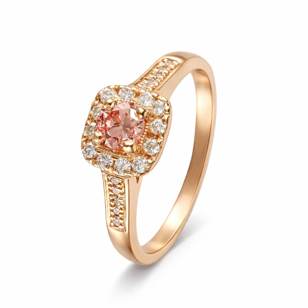 Anillo de compromiso con diamante lab-grown fancy pink en oro rosa de 14k
