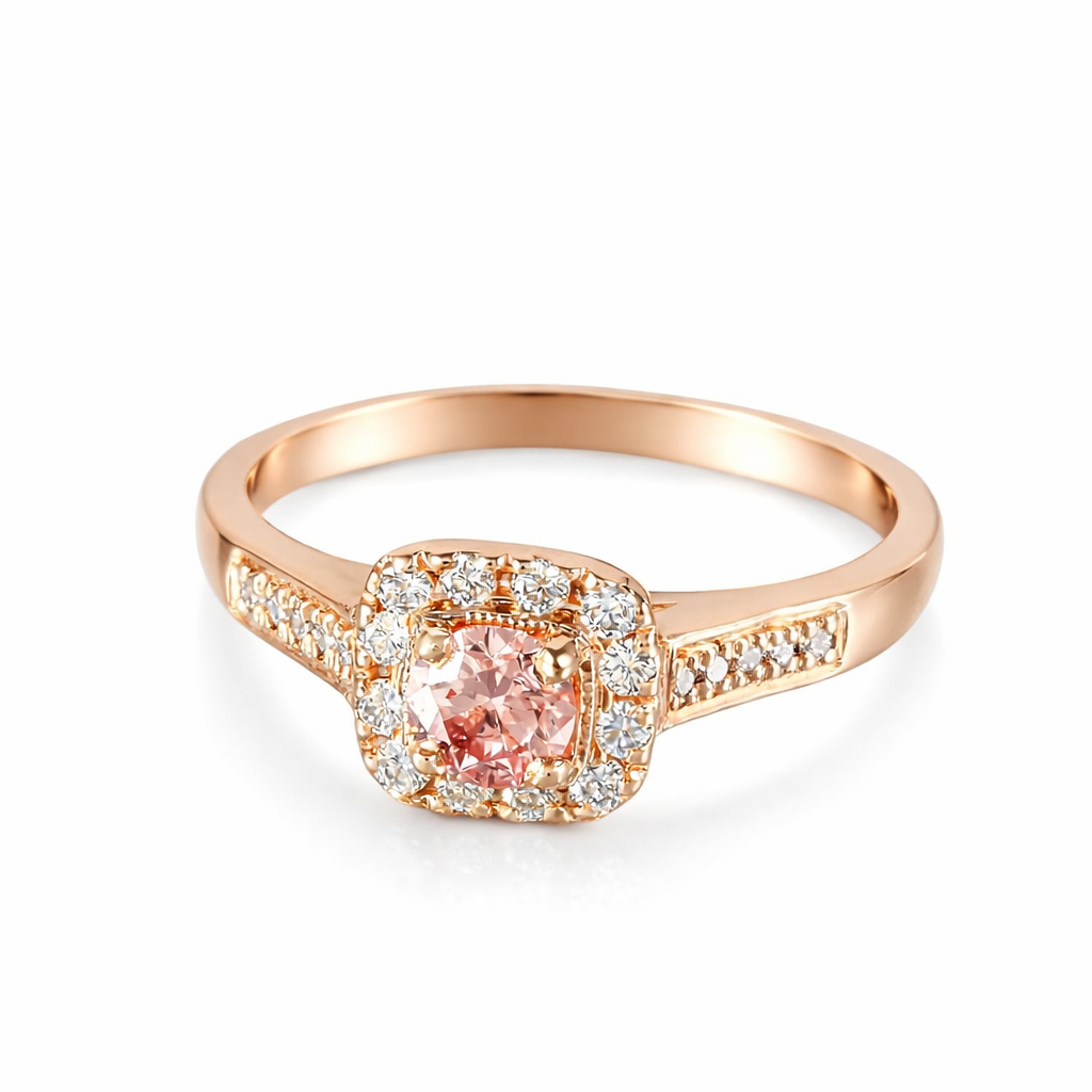 Anillo de compromiso con diamante lab-grown fancy pink en oro rosa de 14k