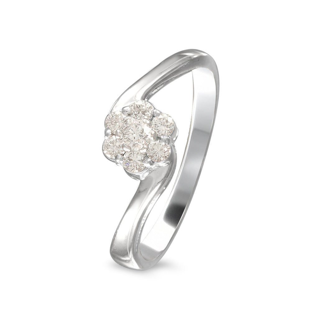 Anillo de compromiso diseño racimo con diamante 0.34 ct