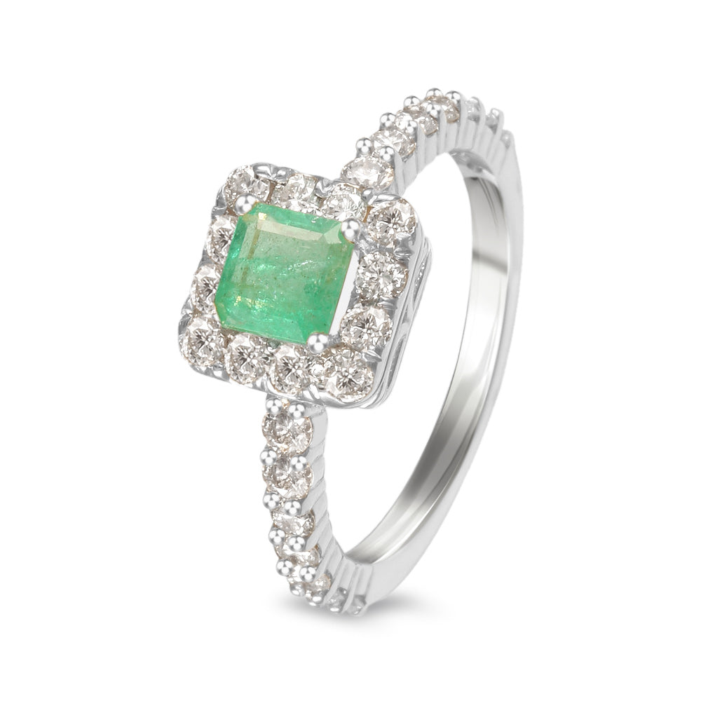 Anillo con esmeralda y diamantes laterales