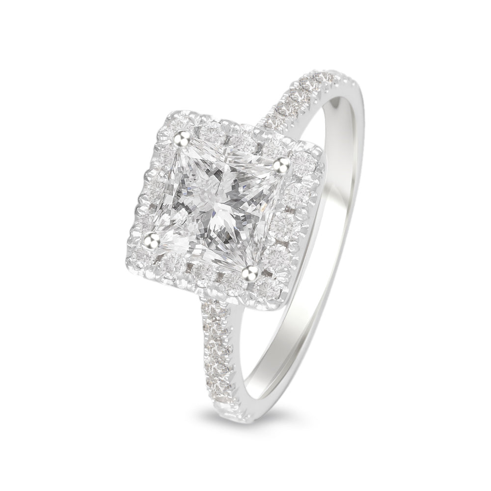 Anillo de compromiso con diamante central lab-grown 1.27 ct  y diamantes laterales