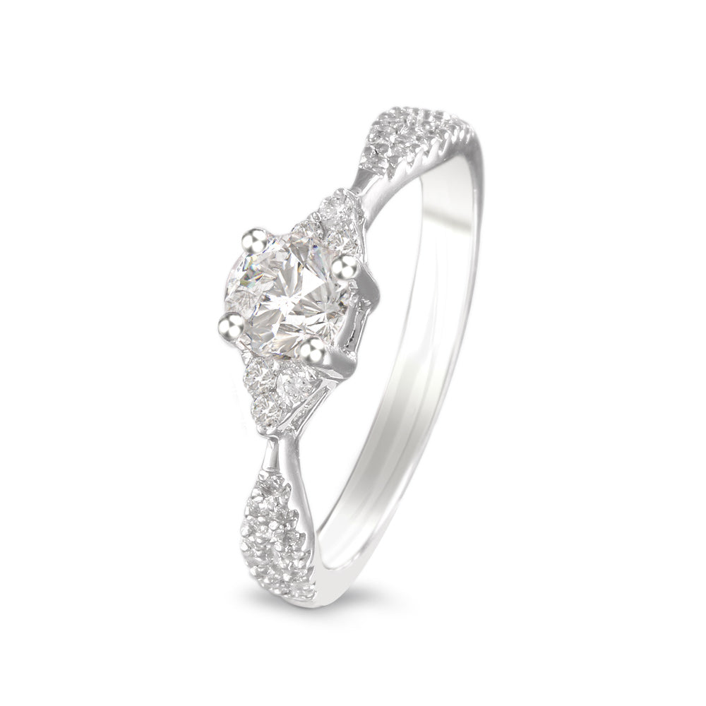 Anillo de compromiso con diamante central 0.40 ct y diamantes laterales