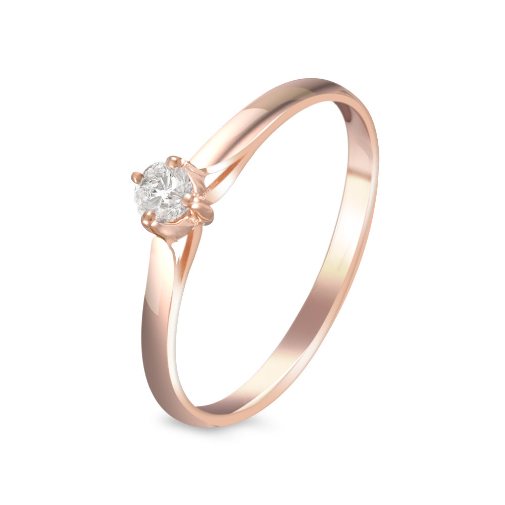 Anillo de compromiso solitario con diamante 0.13 ct