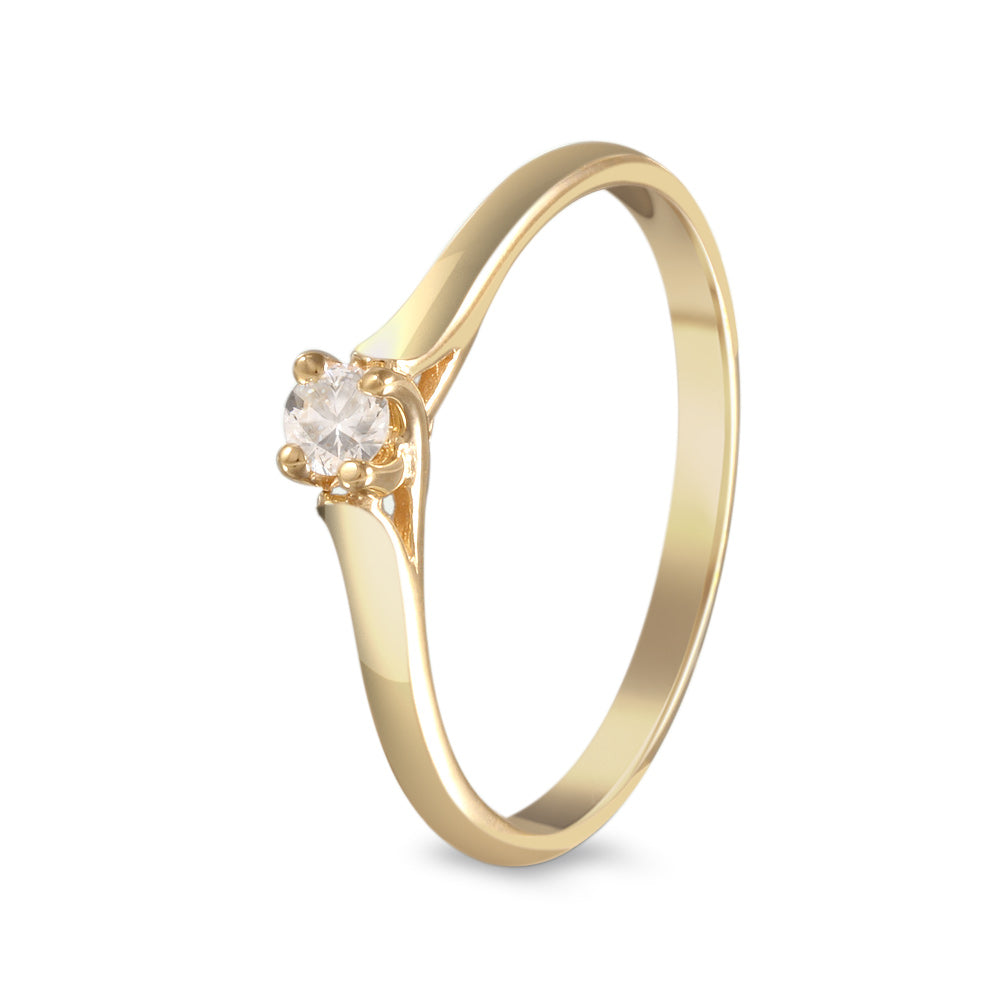 Anillo de compromiso solitario oro amarillo con diamante 0.11 ct