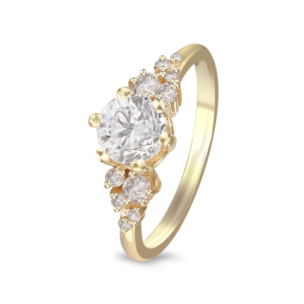 Anillo de compromiso con diamante central lab-grown 0.71 ct y diamantes laterales