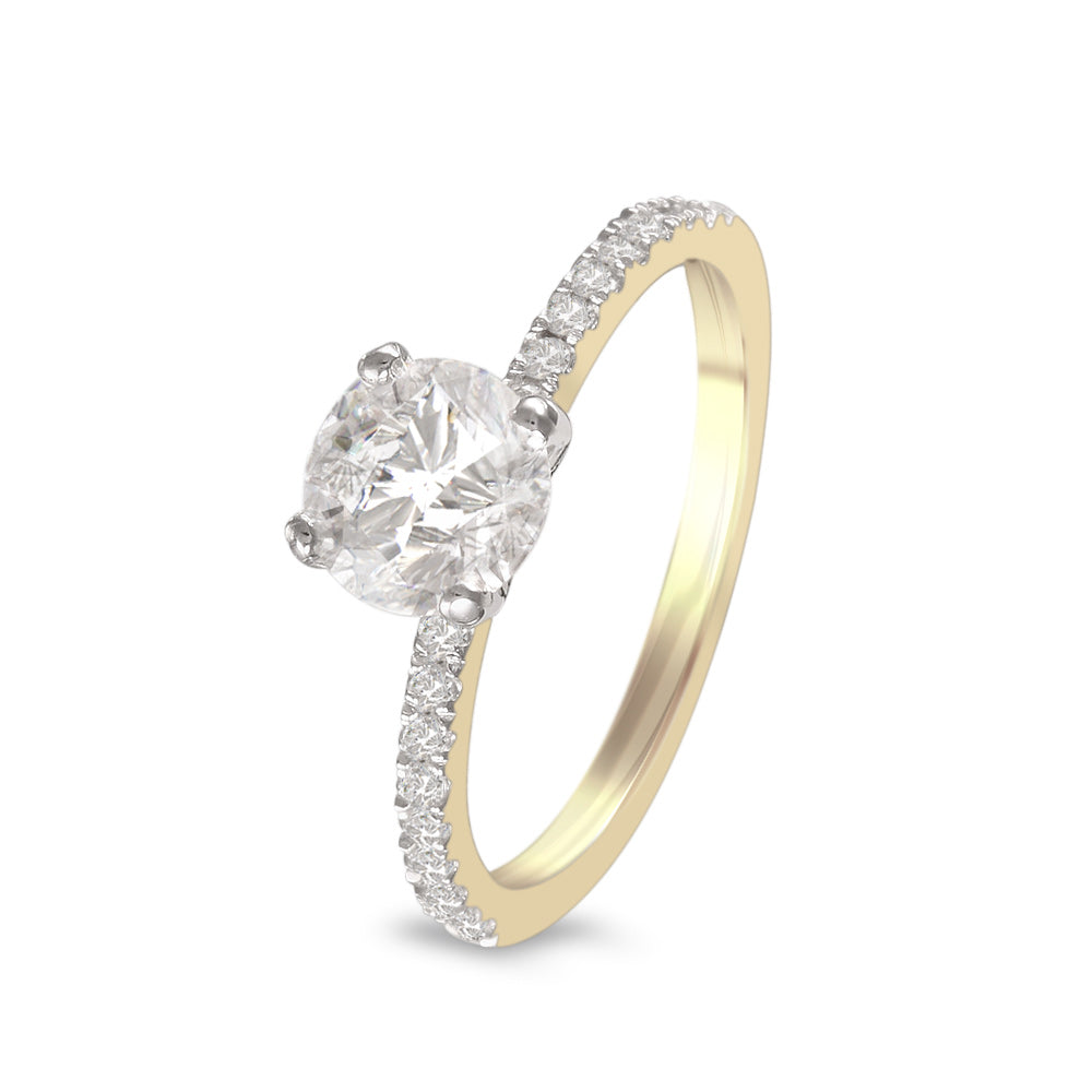 Anillo de compromiso con diamante central lab-grown 1.01 ct y diamantes laterales
