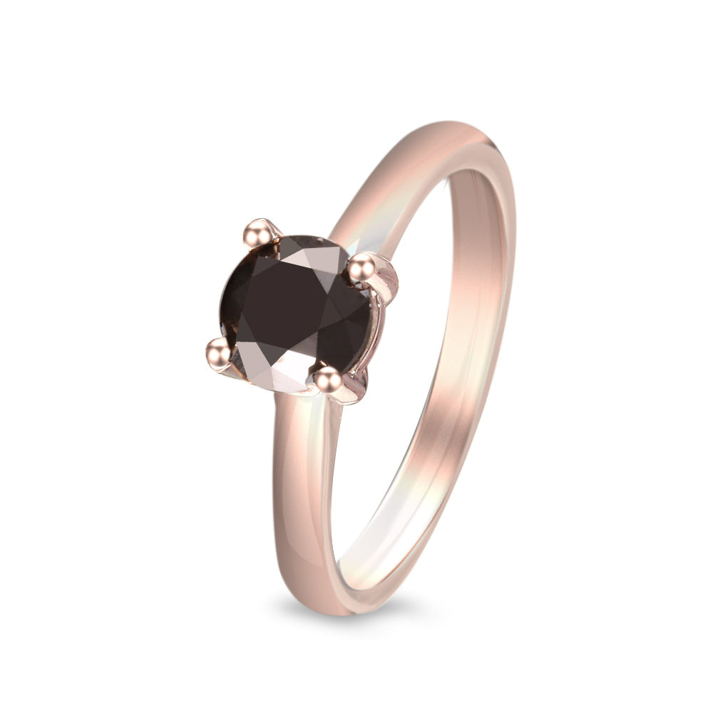 Anillo de compromiso solitario con diamante negro