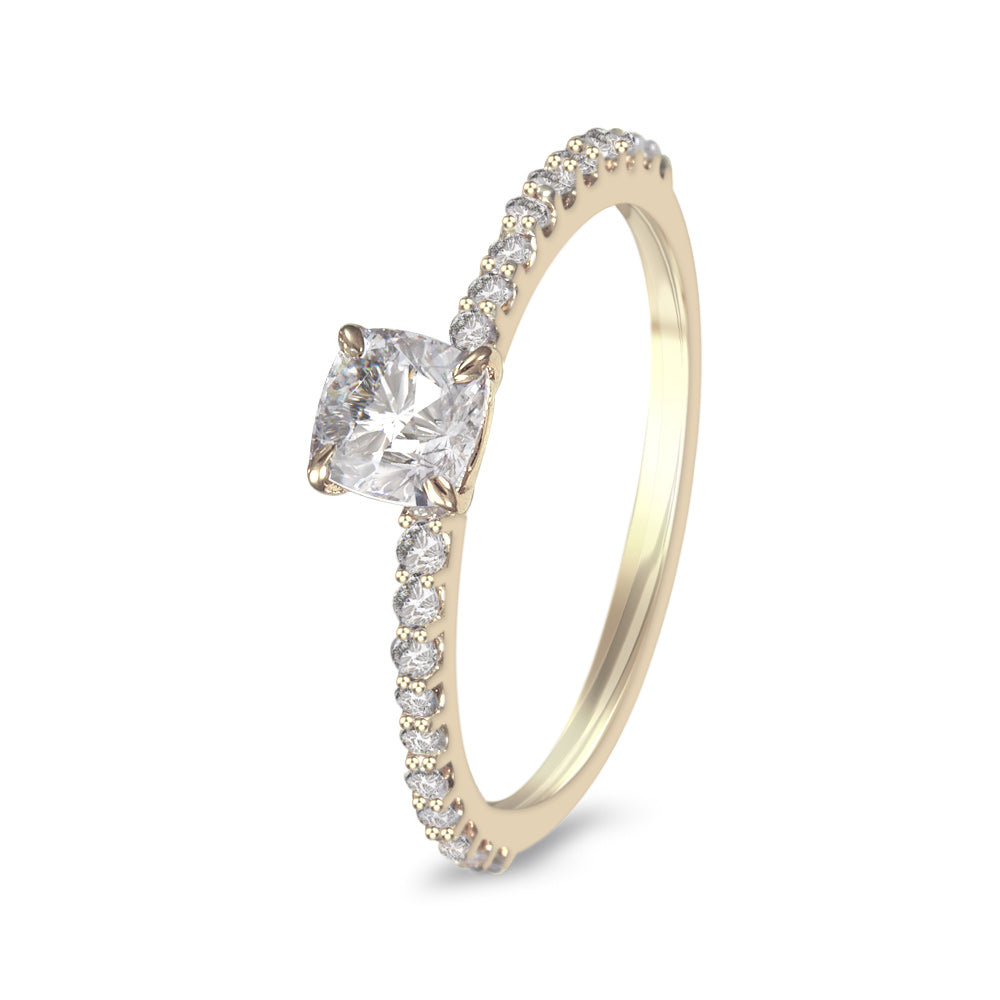 Anillo de compromiso con diamante central lab-grown 0.58 ct  y diamantes laterales