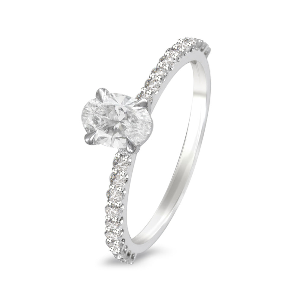 Anillo de compromiso con diamante central lab-grown 0.59 ct y diamantes laterales