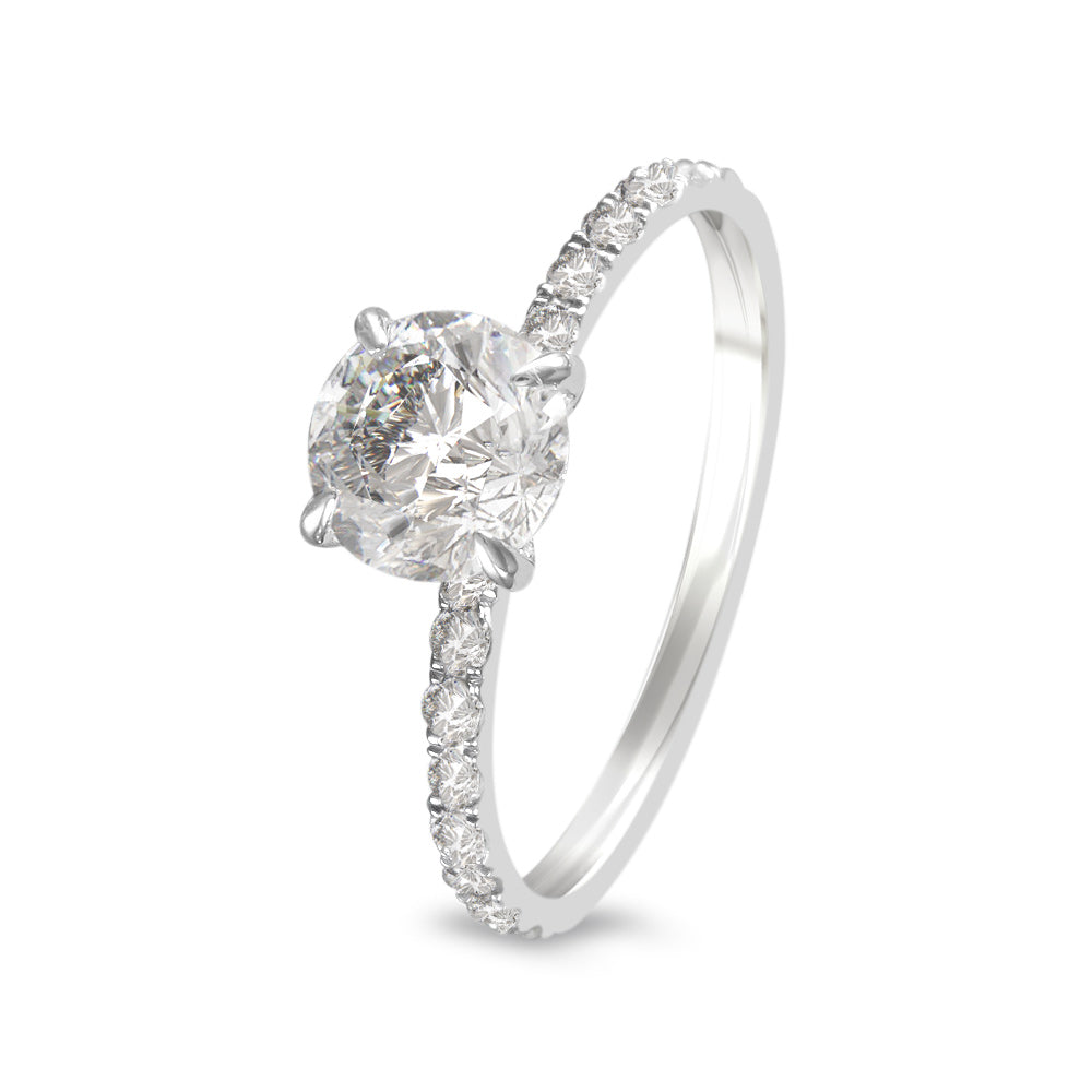 Anillo de compromiso con diamante central lab-grown 1.05 ct y diamantes laterales