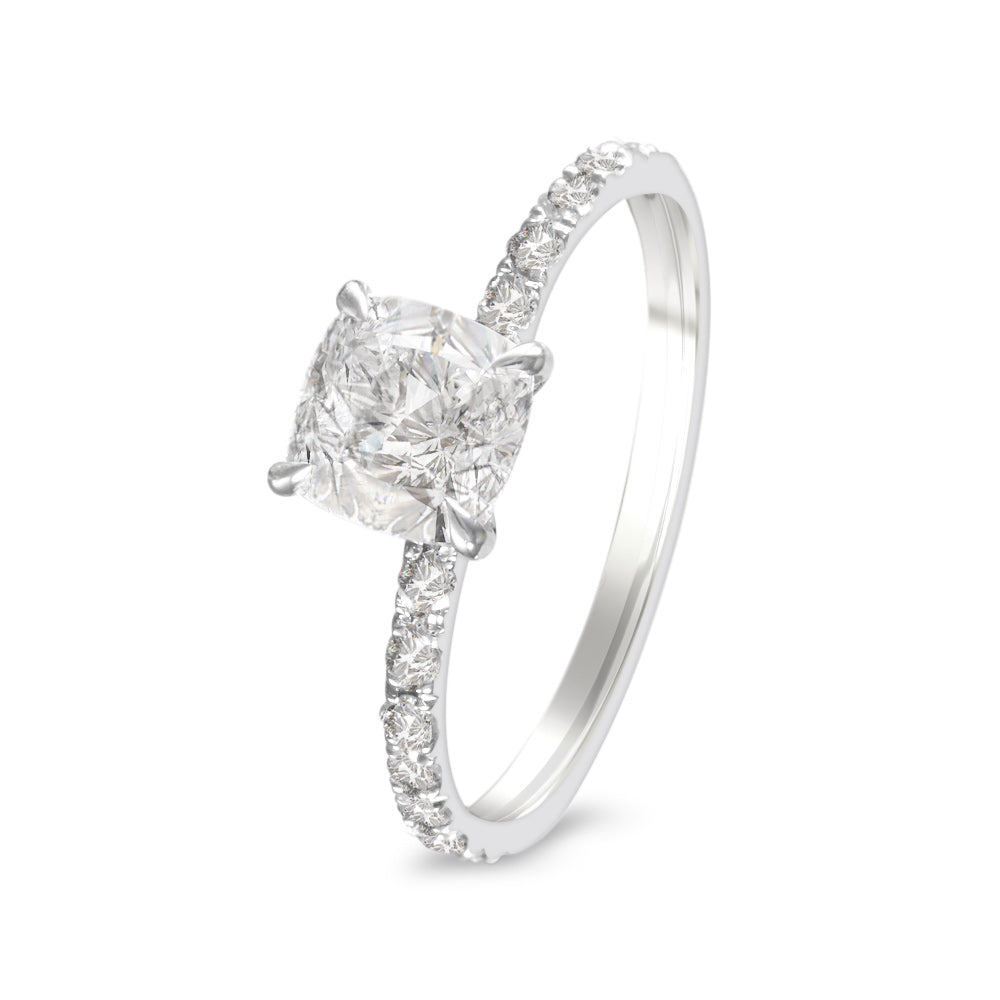 Anillo de compromiso con diamante central lab-grown 1.09 ct y diamantes laterales